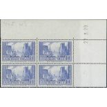 France 1929 Tourist Issue "Port de la Rochelle" 10f. pale ultramarine, type I, Coin date block...