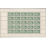 France 1927-31 Caisse d'amortissment 1931 Provinces 1f. 50 + 3f. 50 green, complete sheet of tw...