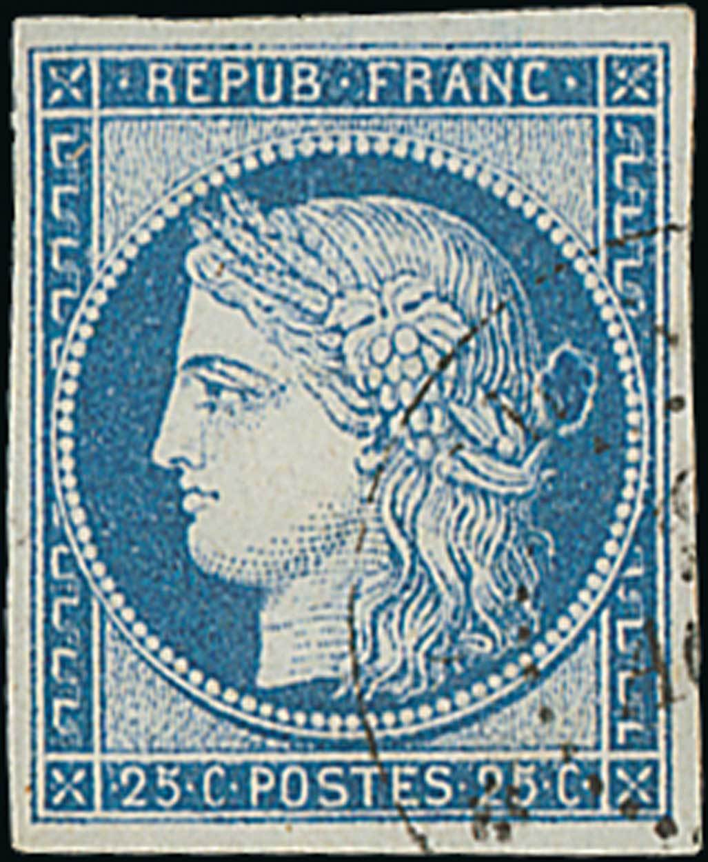 France 1849-50 First Issue 25c. blue, a well margined and fresh example