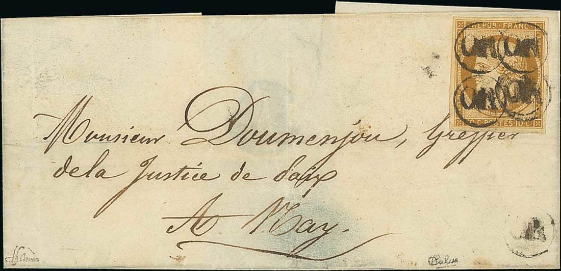 France 1849-50 First Issue 10c. bistre-yellow, a well margined example displaying a good colour...