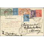 France 1928 "Ile de France" Issue 1928, Aug. 13. Express postcard apparently sent to Interlaken...