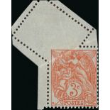 France 1900-24 Type Blanc 3c. orange-red, type IB, from the left of the sheet