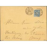 France 1876-1900 Type Sage Issues Postal forgery, Chalon Issue, 15c. blue, type II, used on env...