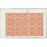 France 1900-27 "Merson" Issues 1906-20 Issue 2fr. pane of 25 from the upper left corner