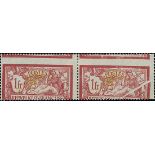 France 1900-27 "Merson" Issues 1900 Issue 1fr. misplaced perforation horizontally, pair with pr...