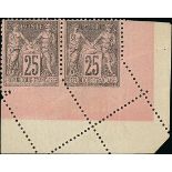 France 1876-1900 Type Sage Issues 25c. black on rose, type II, misplaced perforation obliquely,