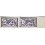 France 1900-27 "Merson" Issues 1906-20 Issue 60c. imperforate, marginal pair, original gum;