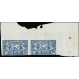 France 1927 Visit of American Legion 1f. 50 blue, imperforate horizontal pair from the upper ri...