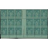 France 1876-1900 Type Sage Issues 5c. green, type II, misplaced perforation, a spectacular gutt...