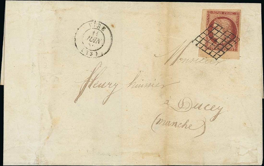 France 1849-50 First Issue 1fr. carmine-brown, an extraordinary example