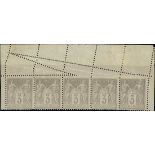 France 1876-1900 Type Sage Issues 3c. grey, type II, misplaced perforation obliquely, marginal...