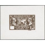 France 1927 Visit of American Legion 1f. 50 die proof in deep brown, without figures of value o...