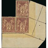 France 1876-1900 Type Sage Issues 2c. brown-red, type II, misplaced perforation obliquely,