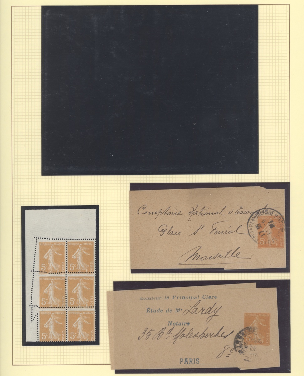 France Semeuse 1920-22 5c. orange (90) with Millesimes, pre-printing paper creases, misperforat... - Image 3 of 14