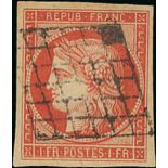 France 1849-50 First Issue 1fr. vivid vermilion, luxurious colour and impression being strong a...