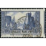 France 1929 Tourist Issue "Port de la Rochelle" 10f. blue, type III, centred much to left;