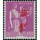 France 1940-41 Surcharges 1f. on 1f. 40 mauve, surcharge double, unmounted mint;