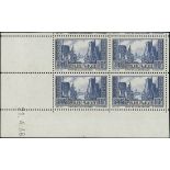 France 1929 Tourist Issue "Port de la Rochelle" 10f. blue, type III, Coin date block of four (2...