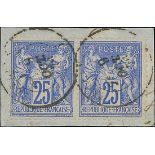 France 1876-1900 Type Sage Issues 25c. ultramarine, horizontal pair featuring types IIa & I on...