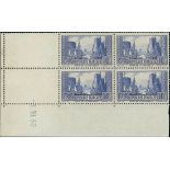 France 1929 Tourist Issue "Port de la Rochelle" 10f. blue, type II, Coin date block of four (3....