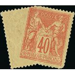 France 1876-1900 Type Sage Issues 40c. red-orange, type II, misplaced perforation obliquely