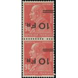 France 1928 "Ile de France" Issue 10fr. on 90c. red, surcharge inverted,
