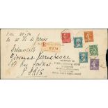 France 1928 "Ile de France" Issue 10fr. on 1fr.50c. blue, two examples, on 23 August large regi...