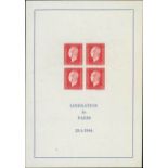 France 1944 Liberation of Paris Miniature sheet, unmounted mint, some natural paper irregularit...