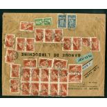 France 1929 Tourist Issue "Pont du Gard" 20f. bright red-brown, perf. 11, single, block of fift...