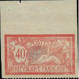 France 1900-27 "Merson" Issues 1900 Issue 40c. perforated at base only, marginal example,