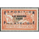 France 1929 Le Havre Philatelic Exposition 2f. orange and green, unmounted mint, beautifully ce...