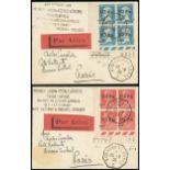 France 1928 "Ile de France" Issue 10fr. on 90c. red and 10fr. on 1fr.50c. blue,