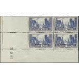 France 1929 Tourist Issue "Port de la Rochelle" 10f. blue, type II, Coin date block of four (18...