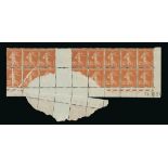 France Semeuse 1927-28 25c. ochre-brown, block of sixteen (8x2) from the lower right corner of...