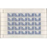 France 1929 Tourist Issue "Port de la Rochelle" 10f. blue, type II, complete sheet of twenty-fi...