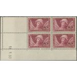 France 1927-31 Caisse d'amortissment 1930 Sourire de Reims 1f. 50 + 3f. 50, coin date block of...