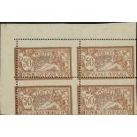 France 1900-27 "Merson" Issues 1900 Issue 50c. misplaced perforation to lower left, corner pair