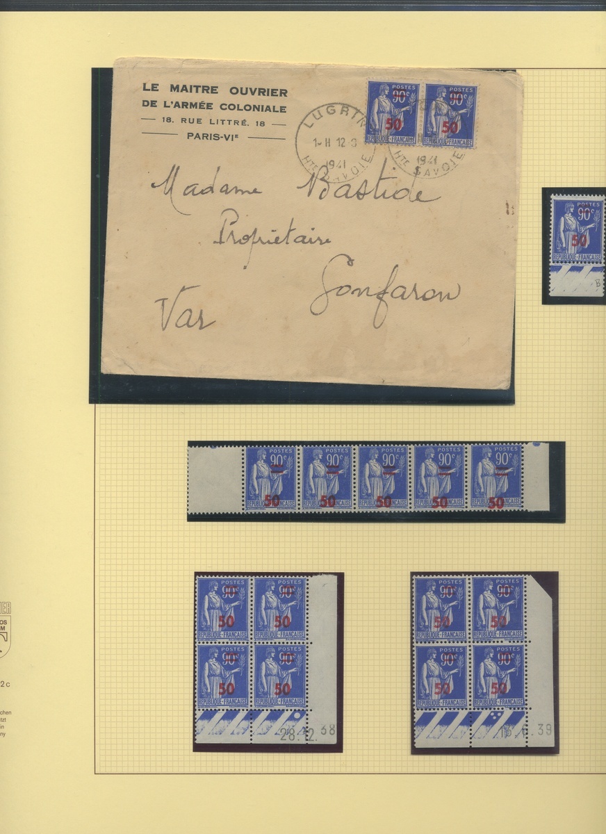 France 1940-41 Surcharges Collection on leaves, over 230 stamps, - Image 6 of 18