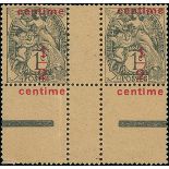 France 1919-22 Type Blanc Surcharged "GC" Paper ½c. on 1c. grey, horizontal pair