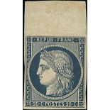 France 1849-50 First Issue 20c. dark blue, so called "Marquelet", never issued,