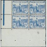 France 1917-27 "Orphans" Issues 1917-19 25c. + 15c. unmounted mint block of four