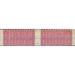 France Semeuse 1924-26 75c. lilac-rose, block of twenty from the top of the sheet (10x2 with ve...