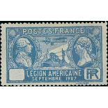 France 1927 Visit of American Legion 1f. 50 blue, without figures of value,