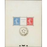 France 1927 Strasbourg Philatelic Exhibition The miniature sheet, unmounted mint and with Exhib...