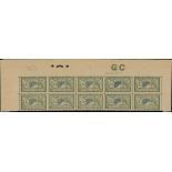 France 1900-27 "Merson" Issues 1906-20 Issue 45c. on GC paper, horizontal block of ten