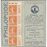 France Booklets Semeuse 25c. brown "Le Philopode" Private booklet containing four stamps with "...