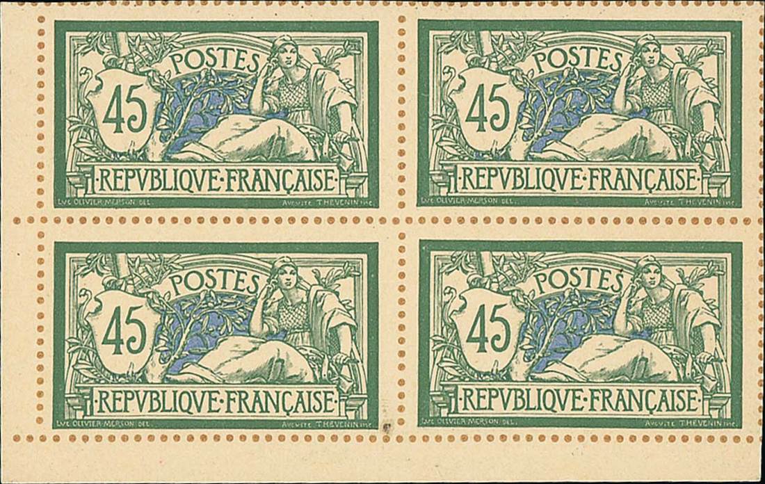 France 1900-27 "Merson" Issues 1906-20 Issue 45c. essay in issued colours with printed perforat...