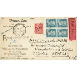 France 1928 "Ile de France" Issue 10fr. on 90c. red, good centring, together with "Pasteur" 1fr...