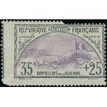 France 1917-27 "Orphans" Issues 1917-19 35c. + 25c. misplaced perforation as a result of a pape...