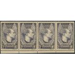 France 1937 Jean Mermoz 3f. violet-grey, horizontal strip of four, unmounted mint,